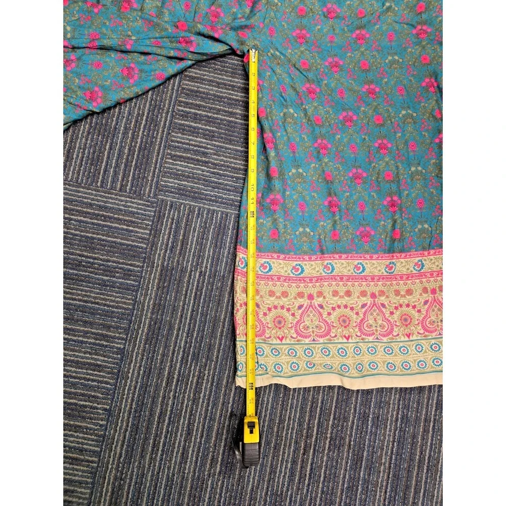 NWT‎ NATURAL LIFE Jumpsuit XL Wide Leg Floral Teal Boho Tie Front Adjust Straps